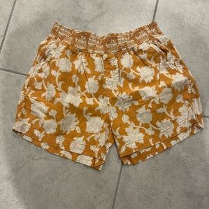Briggs New York Mustard Floral High-Waist Shorts